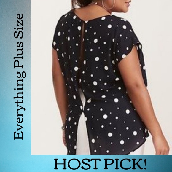 torrid Tops - Torrid Navy Blue & White Polka Dot Top